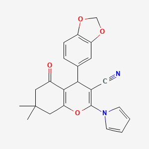 4-(1,3-benzodioxol-5-yl)-7,7-dimethyl-5-oxo-2-(1H-pyrrol-1-yl)-5,6,7,8-tetrahydro-4H-chromene-3-carbonitrile