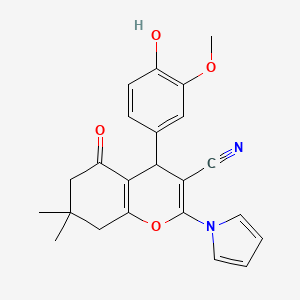 4-(4-hydroxy-3-methoxyphenyl)-7,7-dimethyl-5-oxo-2-(1H-pyrrol-1-yl)-5,6,7,8-tetrahydro-4H-chromene-3-carbonitrile