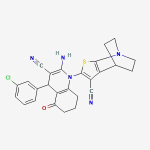 4-[2-amino-4-(3-chlorophenyl)-3-cyano-5-oxo-5,6,7,8-tetrahydroquinolin-1(4H)-yl]-3-thia-1-azatricyclo[5.2.2.0~2,6~]undeca-2(6),4-diene-5-carbonitrile