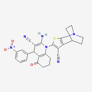 4-[2-amino-3-cyano-4-(3-nitrophenyl)-5-oxo-5,6,7,8-tetrahydroquinolin-1(4H)-yl]-3-thia-1-azatricyclo[5.2.2.0~2,6~]undeca-2(6),4-diene-5-carbonitrile