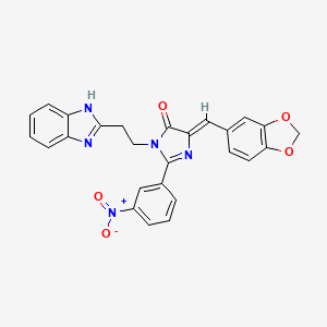 molecular formula C26H19N5O5 B4325754 3-[2-(1H-benzimidazol-2-yl)ethyl]-5-(1,3-benzodioxol-5-ylmethylene)-2-(3-nitrophenyl)-3,5-dihydro-4H-imidazol-4-one 
