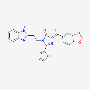 molecular formula C24H18N4O4 B4325770 3-[2-(1H-benzimidazol-2-yl)ethyl]-5-(1,3-benzodioxol-5-ylmethylene)-2-(2-furyl)-3,5-dihydro-4H-imidazol-4-one 