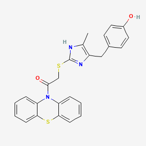 molecular formula C25H21N3O2S2 B4325805 4-[(4-methyl-2-{[2-oxo-2-(10H-phenothiazin-10-yl)ethyl]thio}-1H-imidazol-5-yl)methyl]phenol 