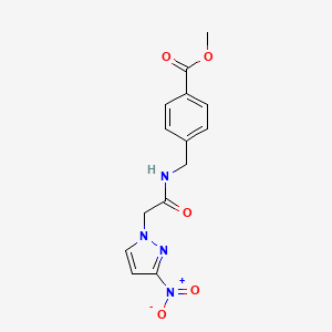 molecular formula C14H14N4O5 B4325877 methyl 4-({[(3-nitro-1H-pyrazol-1-yl)acetyl]amino}methyl)benzoate 