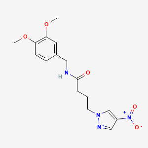 molecular formula C16H20N4O5 B4325883 N-(3,4-dimethoxybenzyl)-4-(4-nitro-1H-pyrazol-1-yl)butanamide 