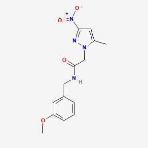 molecular formula C14H16N4O4 B4325889 N-(3-methoxybenzyl)-2-(5-methyl-3-nitro-1H-pyrazol-1-yl)acetamide 