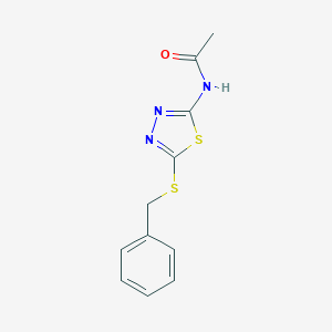 molecular formula C11H11N3OS2 B043259 乙酰胺，N-(5-((苯甲基)硫代)-1,3,4-噻二唑-2-基)- CAS No. 64387-67-3