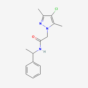 molecular formula C15H18ClN3O B4325901 2-(4-chloro-3,5-dimethyl-1H-pyrazol-1-yl)-N-(1-phenylethyl)acetamide 