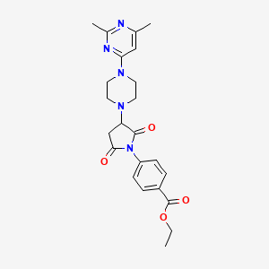 molecular formula C23H27N5O4 B4325913 ethyl 4-{3-[4-(2,6-dimethylpyrimidin-4-yl)piperazin-1-yl]-2,5-dioxopyrrolidin-1-yl}benzoate 