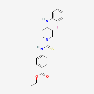 molecular formula C21H24FN3O2S B4325926 ethyl 4-[({4-[(2-fluorophenyl)amino]piperidin-1-yl}carbonothioyl)amino]benzoate 