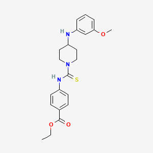 molecular formula C22H27N3O3S B4325938 ethyl 4-[({4-[(3-methoxyphenyl)amino]piperidin-1-yl}carbonothioyl)amino]benzoate 