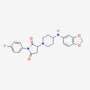 molecular formula C22H22FN3O4 B4325945 3-[4-(1,3-benzodioxol-5-ylamino)piperidin-1-yl]-1-(4-fluorophenyl)pyrrolidine-2,5-dione 