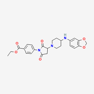 molecular formula C25H27N3O6 B4325949 ethyl 4-{3-[4-(1,3-benzodioxol-5-ylamino)piperidin-1-yl]-2,5-dioxopyrrolidin-1-yl}benzoate 