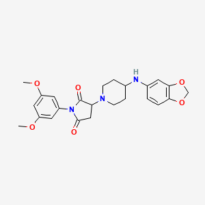 molecular formula C24H27N3O6 B4325950 3-[4-(1,3-benzodioxol-5-ylamino)piperidin-1-yl]-1-(3,5-dimethoxyphenyl)pyrrolidine-2,5-dione 