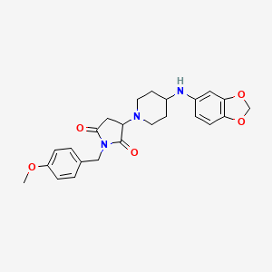 molecular formula C24H27N3O5 B4325953 3-[4-(1,3-benzodioxol-5-ylamino)piperidin-1-yl]-1-(4-methoxybenzyl)pyrrolidine-2,5-dione 