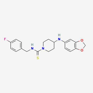 molecular formula C20H22FN3O2S B4325962 4-(1,3-benzodioxol-5-ylamino)-N-(4-fluorobenzyl)piperidine-1-carbothioamide 