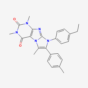 molecular formula C25H25N5O2 B4325964 8-(4-ethylphenyl)-1,3,6-trimethyl-7-(4-methylphenyl)-1H-imidazo[2,1-f]purine-2,4(3H,8H)-dione 