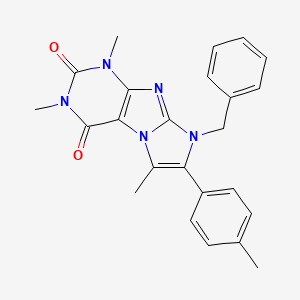 molecular formula C24H23N5O2 B4325991 8-benzyl-1,3,6-trimethyl-7-(4-methylphenyl)-1H-imidazo[2,1-f]purine-2,4(3H,8H)-dione 