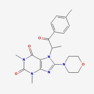 molecular formula C21H25N5O4 B4325995 1,3-dimethyl-7-[1-methyl-2-(4-methylphenyl)-2-oxoethyl]-8-morpholin-4-yl-3,7-dihydro-1H-purine-2,6-dione 