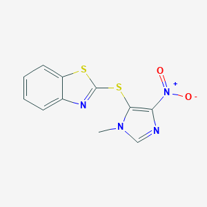 molecular formula C11H8N4O2S2 B432602 2-[(1-methyl-4-nitro-1H-imidazol-5-yl)sulfanyl]-1,3-benzothiazole CAS No. 80890-05-7