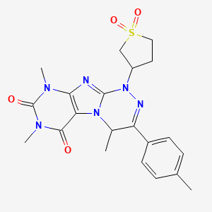 molecular formula C21H24N6O4S B4326026 1-(1,1-dioxidotetrahydro-3-thienyl)-4,7,9-trimethyl-3-(4-methylphenyl)-1,4-dihydro[1,2,4]triazino[3,4-f]purine-6,8(7H,9H)-dione 