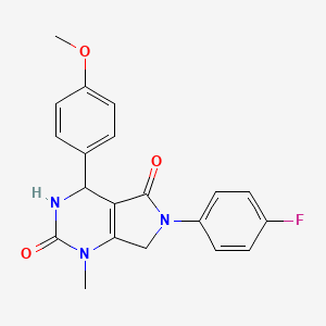 molecular formula C20H18FN3O3 B4326044 6-(4-fluorophenyl)-4-(4-methoxyphenyl)-1-methyl-3,4,6,7-tetrahydro-1H-pyrrolo[3,4-d]pyrimidine-2,5-dione 