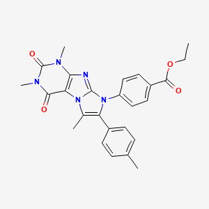 molecular formula C26H25N5O4 B4326055 ethyl 4-[1,3,6-trimethyl-7-(4-methylphenyl)-2,4-dioxo-1,2,3,4-tetrahydro-8H-imidazo[2,1-f]purin-8-yl]benzoate 