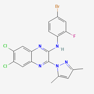 molecular formula C19H13BrCl2FN5 B4326066 N-(4-bromo-2-fluorophenyl)-6,7-dichloro-3-(3,5-dimethyl-1H-pyrazol-1-yl)quinoxalin-2-amine 