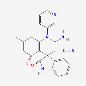 molecular formula C23H19N5O2 B4326109 2'-amino-7'-methyl-2,5'-dioxo-1'-pyridin-3-yl-1,2,5',6',7',8'-hexahydro-1'H-spiro[indole-3,4'-quinoline]-3'-carbonitrile 