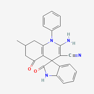molecular formula C24H20N4O2 B4326125 2'-amino-7'-methyl-2,5'-dioxo-1'-phenyl-1,2,5',6',7',8'-hexahydro-1'H-spiro[indole-3,4'-quinoline]-3'-carbonitrile 