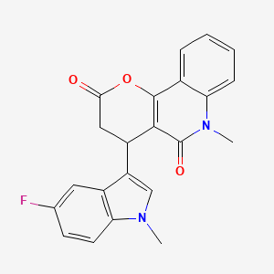 molecular formula C22H17FN2O3 B4326131 4-(5-fluoro-1-methyl-1H-indol-3-yl)-6-methyl-4,6-dihydro-2H-pyrano[3,2-c]quinoline-2,5(3H)-dione 