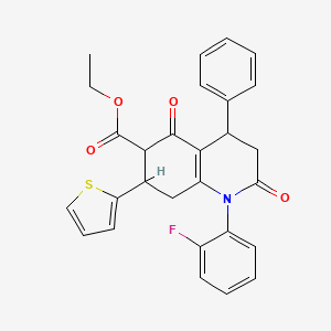 ethyl 1-(2-fluorophenyl)-2,5-dioxo-4-phenyl-7-(2-thienyl)-1,2,3,4,5,6,7,8-octahydroquinoline-6-carboxylate