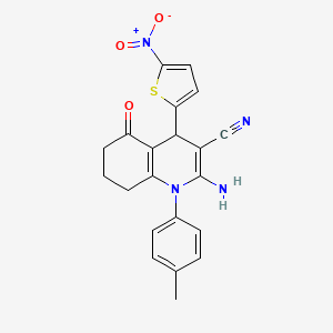 molecular formula C21H18N4O3S B4326137 2-amino-1-(4-methylphenyl)-4-(5-nitro-2-thienyl)-5-oxo-1,4,5,6,7,8-hexahydroquinoline-3-carbonitrile 