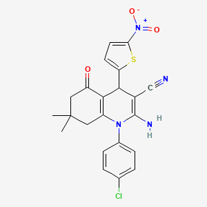 molecular formula C22H19ClN4O3S B4326142 2-amino-1-(4-chlorophenyl)-7,7-dimethyl-4-(5-nitro-2-thienyl)-5-oxo-1,4,5,6,7,8-hexahydroquinoline-3-carbonitrile 