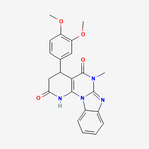 molecular formula C22H20N4O4 B4326149 4-(3,4-dimethoxyphenyl)-6-methyl-3,4-dihydropyrido[3',2':5,6]pyrimido[1,2-a]benzimidazole-2,5(1H,6H)-dione 