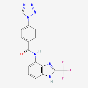 molecular formula C16H10F3N7O B4326157 4-(1H-tetrazol-1-yl)-N-[2-(trifluoromethyl)-1H-benzimidazol-4-yl]benzamide 