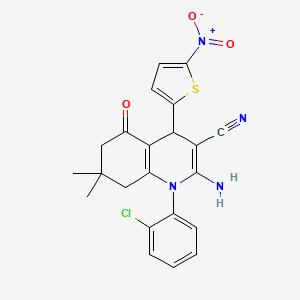 molecular formula C22H19ClN4O3S B4326178 2-Amino-1-(2-chlorophenyl)-7,7-dimethyl-4-(5-nitrothiophen-2-yl)-5-oxo-1,4,5,6,7,8-hexahydroquinoline-3-carbonitrile 