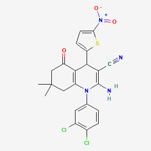 molecular formula C22H18Cl2N4O3S B4326181 2-amino-1-(3,4-dichlorophenyl)-7,7-dimethyl-4-(5-nitro-2-thienyl)-5-oxo-1,4,5,6,7,8-hexahydroquinoline-3-carbonitrile 