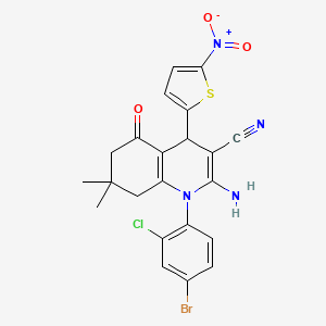 molecular formula C22H18BrClN4O3S B4326182 2-amino-1-(4-bromo-2-chlorophenyl)-7,7-dimethyl-4-(5-nitro-2-thienyl)-5-oxo-1,4,5,6,7,8-hexahydroquinoline-3-carbonitrile 