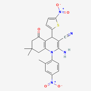 molecular formula C23H21N5O5S B4326198 2-amino-7,7-dimethyl-1-(2-methyl-4-nitrophenyl)-4-(5-nitro-2-thienyl)-5-oxo-1,4,5,6,7,8-hexahydroquinoline-3-carbonitrile 