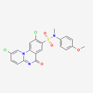 molecular formula C20H15Cl2N3O4S B4326215 2,9-dichloro-N-(4-methoxyphenyl)-N-methyl-6-oxo-6H-pyrido[1,2-a]quinazoline-8-sulfonamide 
