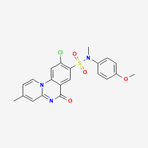 molecular formula C21H18ClN3O4S B4326217 9-chloro-N-(4-methoxyphenyl)-N,3-dimethyl-6-oxo-6H-pyrido[1,2-a]quinazoline-8-sulfonamide 