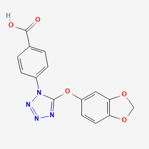 molecular formula C15H10N4O5 B4326250 4-[5-(1,3-benzodioxol-5-yloxy)-1H-tetrazol-1-yl]benzoic acid 