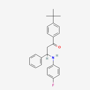 molecular formula C25H26FNO B4326261 1-(4-tert-butylphenyl)-3-[(4-fluorophenyl)amino]-3-phenylpropan-1-one 