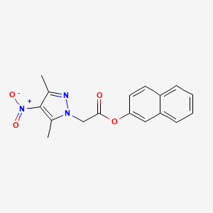 molecular formula C17H15N3O4 B4326265 2-naphthyl (3,5-dimethyl-4-nitro-1H-pyrazol-1-yl)acetate 