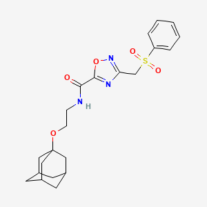 molecular formula C22H27N3O5S B4326289 N-[2-(1-adamantyloxy)ethyl]-3-[(phenylsulfonyl)methyl]-1,2,4-oxadiazole-5-carboxamide 