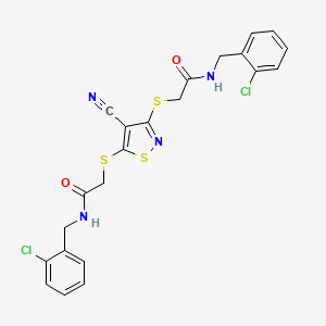 molecular formula C22H18Cl2N4O2S3 B4326315 2,2'-[(4-cyanoisothiazole-3,5-diyl)bis(thio)]bis[N-(2-chlorobenzyl)acetamide] 
