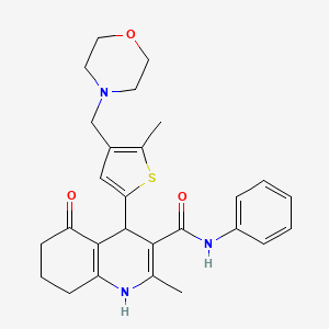 molecular formula C27H31N3O3S B4326341 2-methyl-4-[5-methyl-4-(morpholin-4-ylmethyl)-2-thienyl]-5-oxo-N-phenyl-1,4,5,6,7,8-hexahydroquinoline-3-carboxamide 
