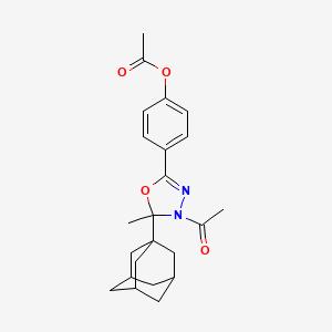 molecular formula C23H28N2O4 B4326349 4-[4-acetyl-5-(1-adamantyl)-5-methyl-4,5-dihydro-1,3,4-oxadiazol-2-yl]phenyl acetate 