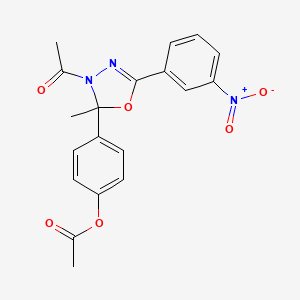 molecular formula C19H17N3O6 B4326353 4-[3-acetyl-2-methyl-5-(3-nitrophenyl)-2,3-dihydro-1,3,4-oxadiazol-2-yl]phenyl acetate 